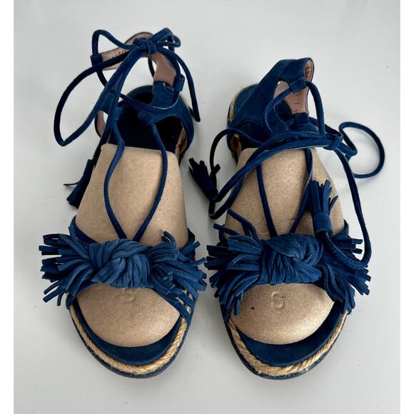 Stuart Wietzman Blue Suede Espadrilles - Women's Size 6 - Picture 3 of 8